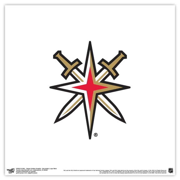 Gallery Pops NHL Vegas Golden Knights - Secondary Logo Mark Wall Art, Unframed Version, 12" x 12"