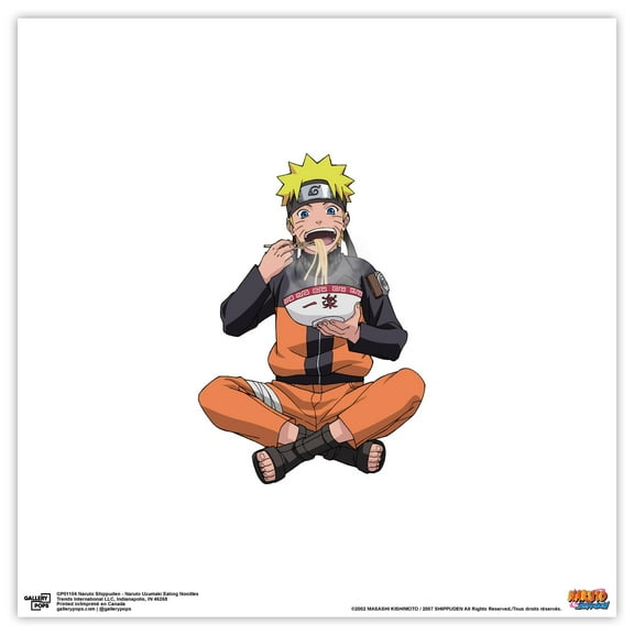 Gallery Pops Naruto Shippuden - Naruto Uzumaki Eating Noodles Wall Art, Unframed Version, 12" x 12"