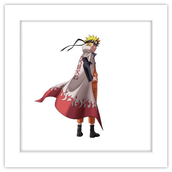 Gallery Pops Naruto Shippuden - Naruto Uzumaki Sage Mode Cloak Wall Art, White Framed Version, 12" x 12"