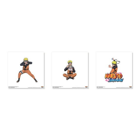 Gallery Pops Naruto Shippuden - Naruto Wall Art Bundle (3-Pack), Unframed Version, 12" x 12"