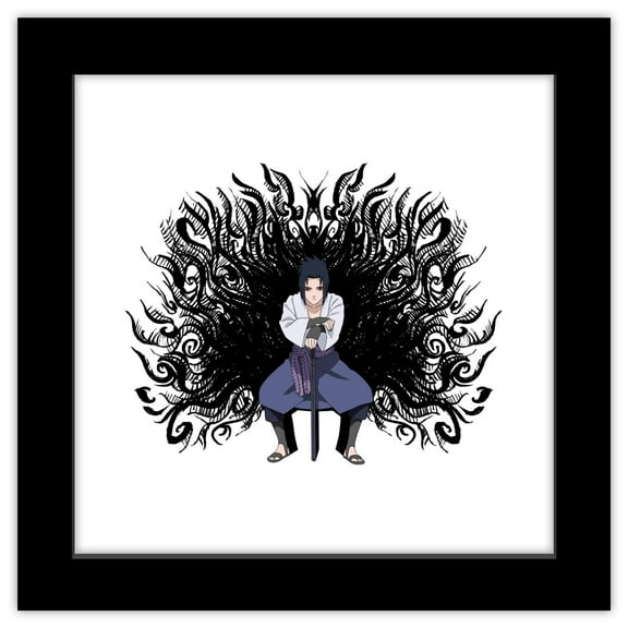 Gallery Pops Naruto Shippuden - Sasuke Uchiha Amaterasu Wall Art, Black Framed Version, 12" x 12"