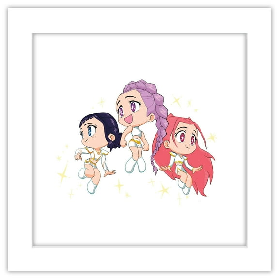 Gallery Pops Netflix KPop Demon Hunters (2025) - Huntrix Chibi Glam Wall Art, White Framed Version