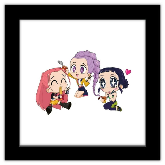 Gallery Pops Netflix KPop Demon Hunters (2025) - Huntrix Chibi Heart Wall Art, Black Framed Version