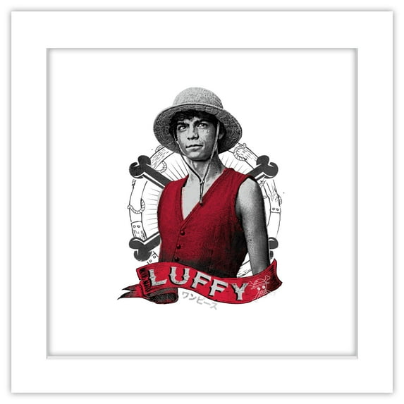 Gallery Pops Netflix One Piece - Luffy Graphic Wall Art, White Framed Version, 12" x 12"