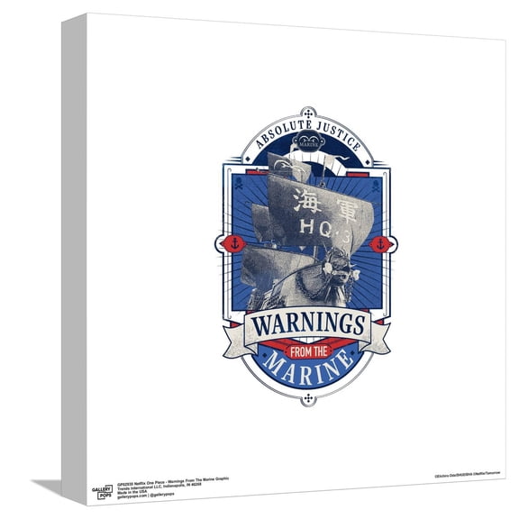 Gallery Pops Netflix One Piece - Warnings From The Marine Graphic Canvas Wall Art, Unframed Version, 12" x 12"