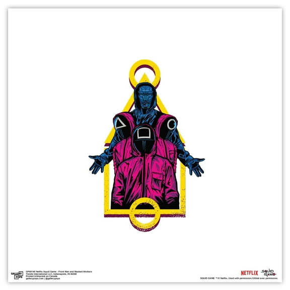 Gallery Pops Netflix Squid Game - Front Man and Masked Workers Wall Art, Unframed Version, 12" x 12"
