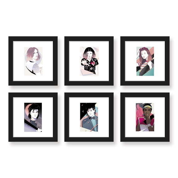 Gallery Pops Netflix Stranger Things: Season 3 - 80's Style Wall Art Bundle (6-Pack), Black Framed Version, 12" x 12"