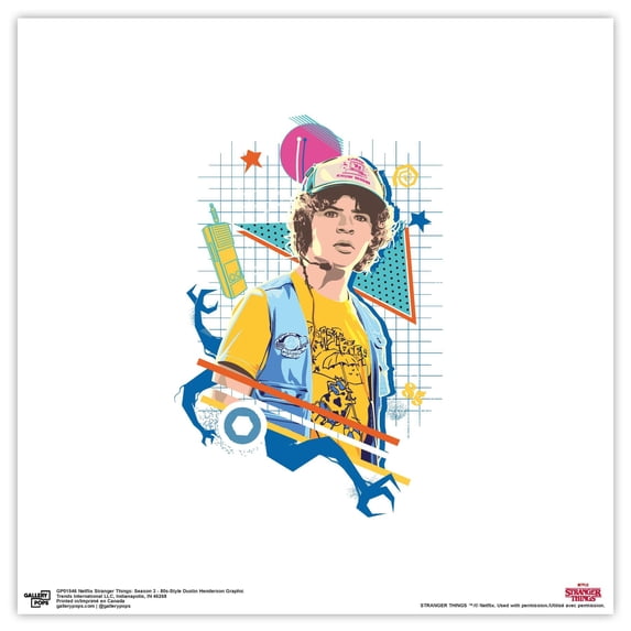 Gallery Pops Netflix Stranger Things: Season 3 - 80s-Style Dustin Henderson Graphic Wall Art, Unframed Version, 12" x 12"