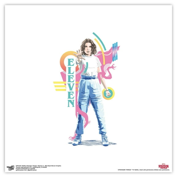 Gallery Pops Netflix Stranger Things: Season 3 - 80s-Style Eleven Graphic Wall Art, Unframed Version, 12" x 12"