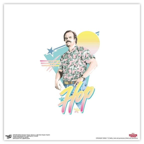 Gallery Pops Netflix Stranger Things: Season 3 - 80s-Style Hopper Graphic Wall Art, Unframed Version, 12" x 12"