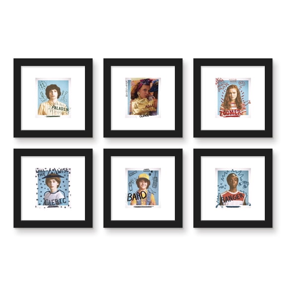 Gallery Pops Netflix Stranger Things: Season 3 - Yearbook Wall Art Bundle (6-Pack), Black Framed Version, 12" x 12"