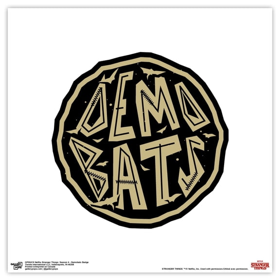 Gallery Pops Netflix Stranger Things: Season 4 - Demo Bats Badge Wall Art, Unframed Version, 12" x 12"