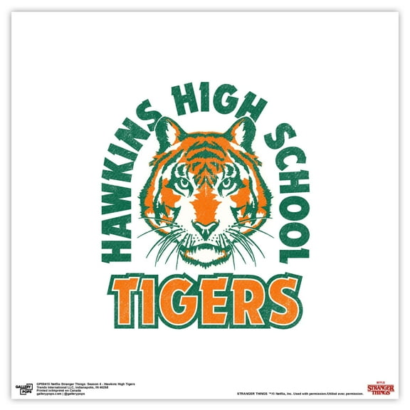Gallery Pops Netflix Stranger Things: Season 4 - Hawkins High Tigers Wall Art, Unframed Version, 12" x 12"