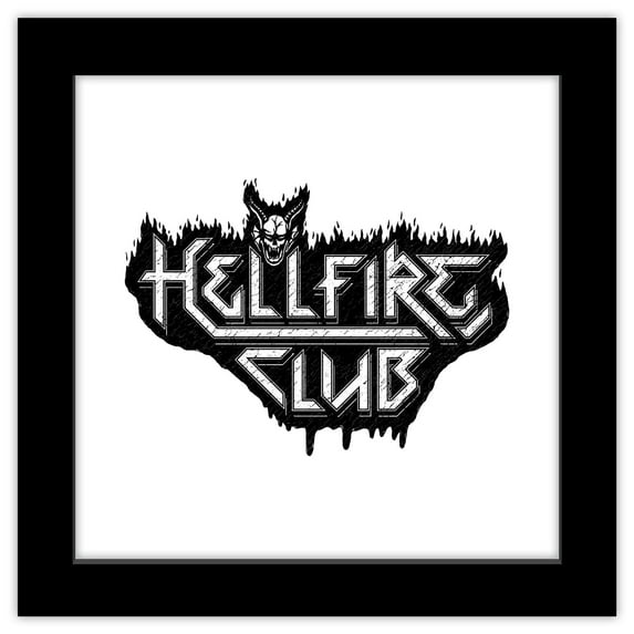 Gallery Pops Netflix Stranger Things: Season 4 - Hellfire Club Metal Logo Wall Art, Black Framed Version, 12" x 12"