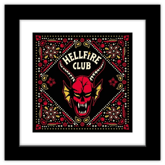 Gallery Pops Netflix Stranger Things: Season 4 - Hellfire Club Pattern Wall Art, Black Framed Version, 12" x 12"