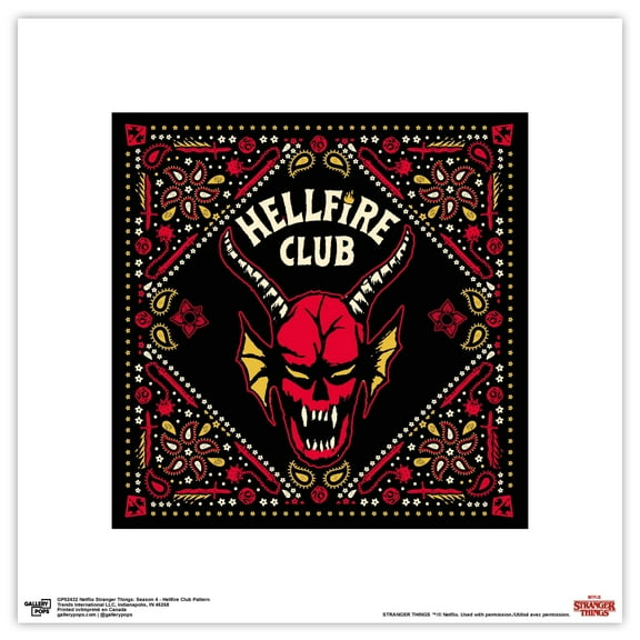 Gallery Pops Netflix Stranger Things: Season 4 - Hellfire Club Pattern Wall Art, Unframed Version, 12" x 12"