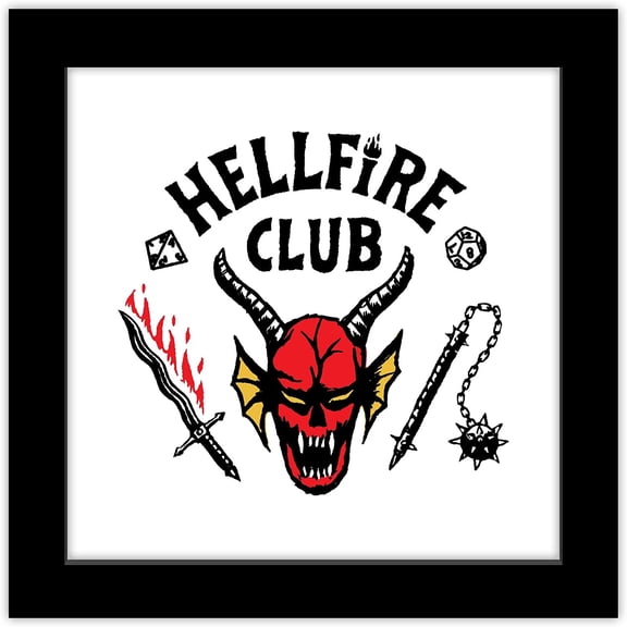 Gallery Pops Netflix Stranger Things: Season 4 - Hellfire Club Wall Art, Black Framed Version, 12" x 12"