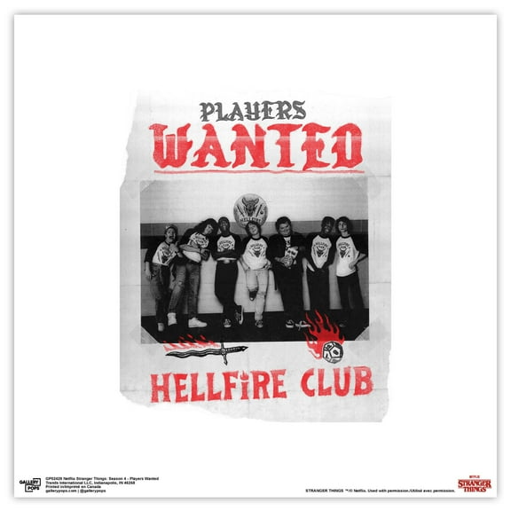 Gallery Pops Netflix Stranger Things: Season 4 - Players Wanted Wall Art, Unframed Version, 12" x 12"
