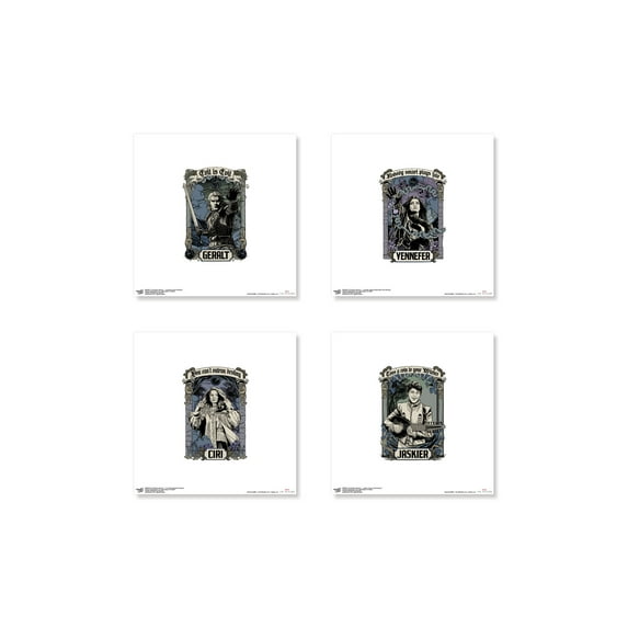 Gallery Pops Netflix The Witcher: Season 1 - Character Woodcut Card Wall Art Bundle (4-Pack)