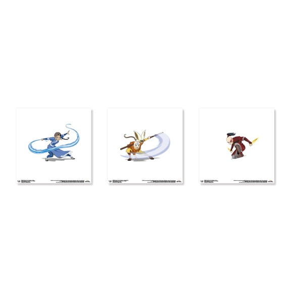 Gallery Pops Nickelodeon Avatar: The Last Airbender - Character Wall Art Bundle (3-Pack), Unframed Version, 12" x 12"