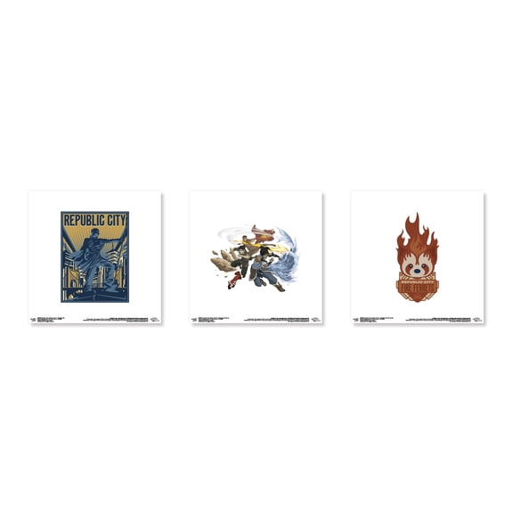 Gallery Pops Nickelodeon Avatar: The Legend of Korra - Republic City Wall Art Bundle (3-Pack), Unframed Version, 12" x 12"