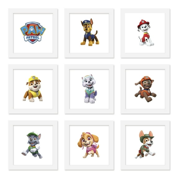 Gallery Pops Nickelodeon PAW Patrol - Characters Wall Art Bundle (9-Pack), White Framed Version, 12" x 12"