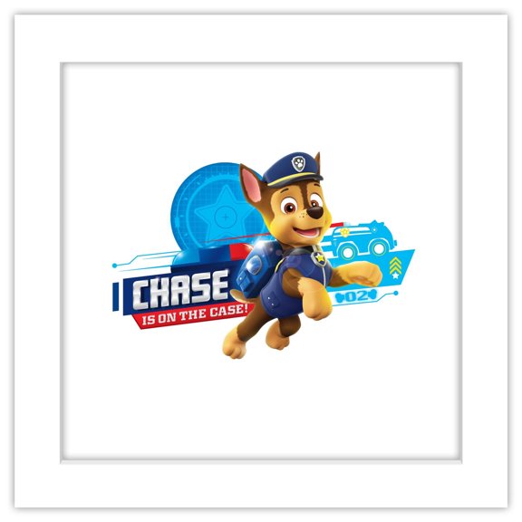 Gallery Pops Nickelodeon PAW Patrol - Chase Is On The Case Wall Art, White Framed Version, 12" x 12"