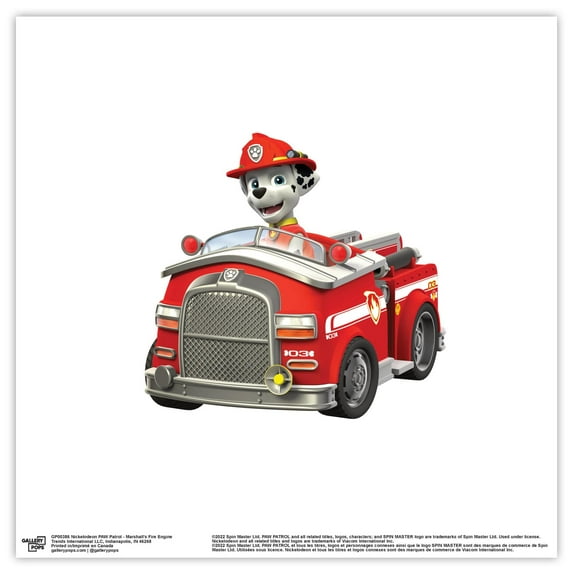 Gallery Pops Nickelodeon PAW Patrol - Marshall's Fire Engine Wall Art, Unframed Version, 12" x 12"