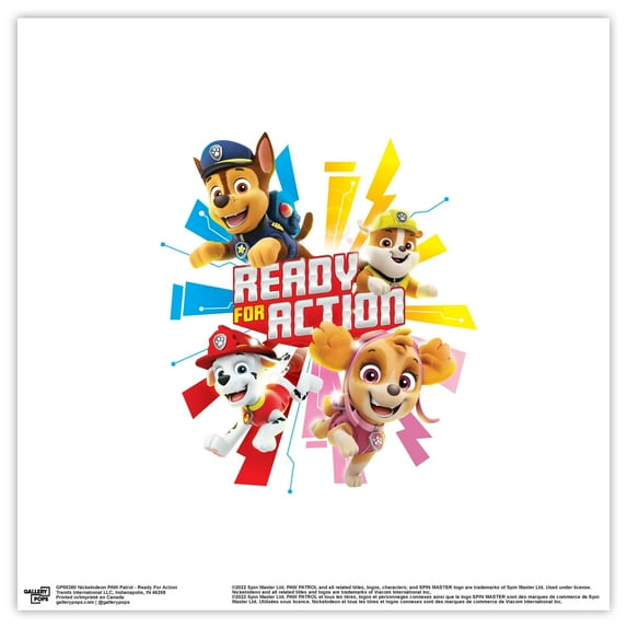 Gallery Pops Nickelodeon PAW Patrol - Ready For Action Wall Art, Unframed Version, 12" x 12"