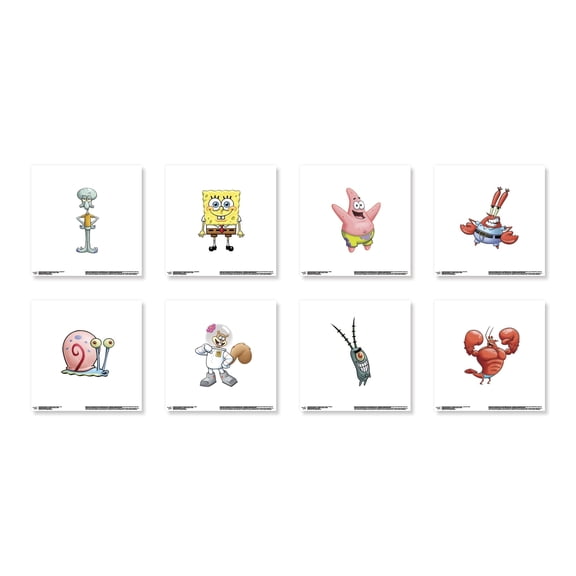 Gallery Pops Nickelodeon SpongeBob SquarePants - Characters Wall Art Bundle (8-Pack), Unframed Version, 12" x 12"