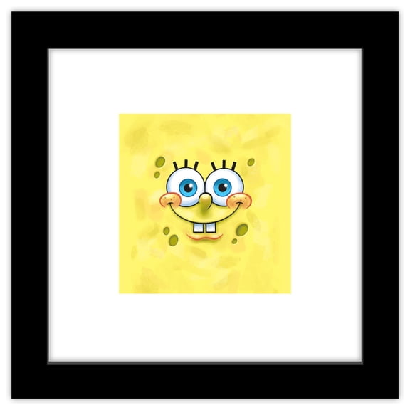 Gallery Pops Nickelodeon SpongeBob SquarePants - Happy Face Wall Art, Black Framed Version, 12" x 12"