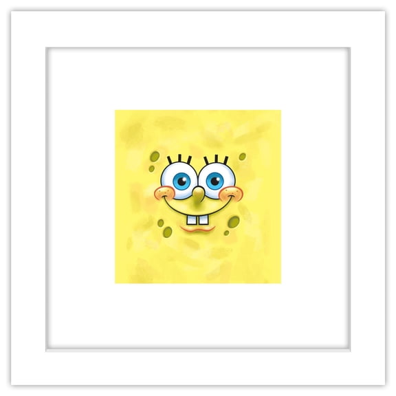 Gallery Pops Nickelodeon SpongeBob SquarePants - Happy Face Wall Art, White Framed Version, 12" x 12"