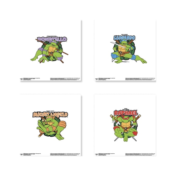 Gallery Pops Nickelodeon Teenage Mutant Ninja Turtles - Badges Wall Art Bundle (4-Pack), Unframed Version, 12" x 12"