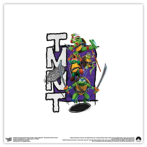 Gallery Pops Nickelodeon Teenage Mutant Ninja Turtles: Mutant Mayhem - Brotherhood Sewer Patch Wall Art, Unframed Version, 12" x 12"