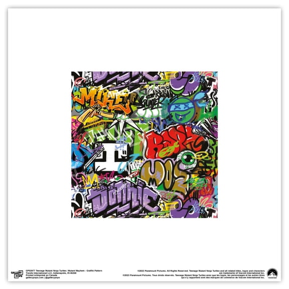 Gallery Pops Nickelodeon Teenage Mutant Ninja Turtles: Mutant Mayhem - Graffiti Pattern Wall Art, Unframed Version, 12" x 12"