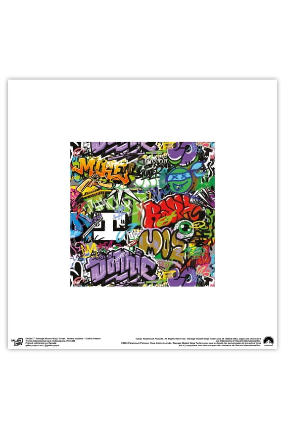 Gallery Pops Nickelodeon Teenage Mutant Ninja Turtles: Mutant Mayhem - Graffiti Pattern Wall Art, Unframed Version, 12" x 12"