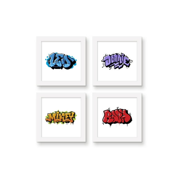 Gallery Pops Nickelodeon Teenage Mutant Ninja Turtles: Mutant Mayhem - Graffiti Tag Wall Art Bundle (4-Pack)