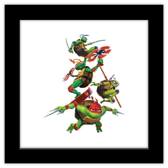 Gallery Pops Nickelodeon Teenage Mutant Ninja Turtles: Mutant Mayhem - Half-Shell Heroes Wall Art, Black Framed Version, 12" x 12"