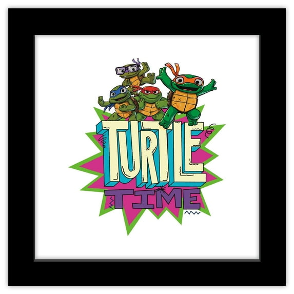 Gallery Pops Nickelodeon Teenage Mutant Ninja Turtles: Mutant Mayhem - Mini Mutants Turtle Time Wall Art, Black Framed Version, 12" x 12"