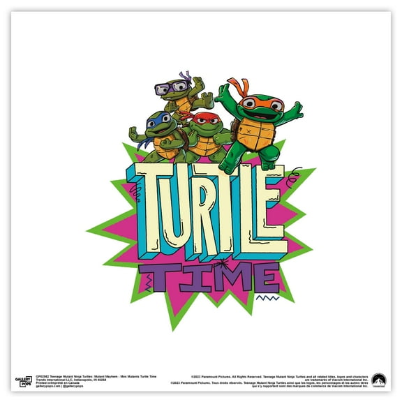 Gallery Pops Nickelodeon Teenage Mutant Ninja Turtles: Mutant Mayhem - Mini Mutants Turtle Time Wall Art, Unframed Version, 12" x 12"