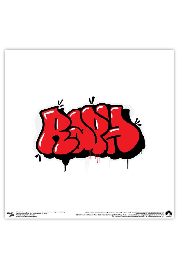 Gallery Pops Nickelodeon Teenage Mutant Ninja Turtles: Mutant Mayhem - Raph Graffiti Tag Wall Art, Unframed Version, 12" x 12"