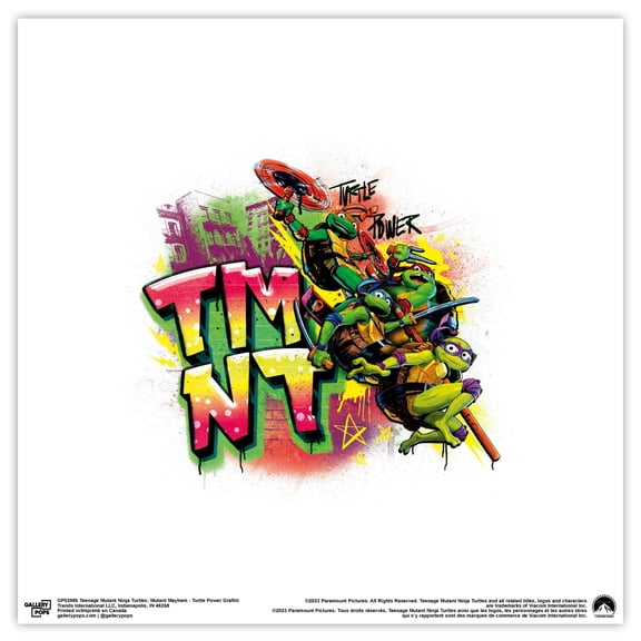 Gallery Pops Nickelodeon Teenage Mutant Ninja Turtles: Mutant Mayhem - Turtle Power Graffiti Wall Art, Unframed Version, 12" x 12"