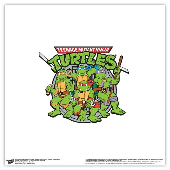 Gallery Pops Nickelodeon Teenage Mutant Ninja Turtles - Sewer Crew Patch Wall Art, Unframed Version, 12" x 12"