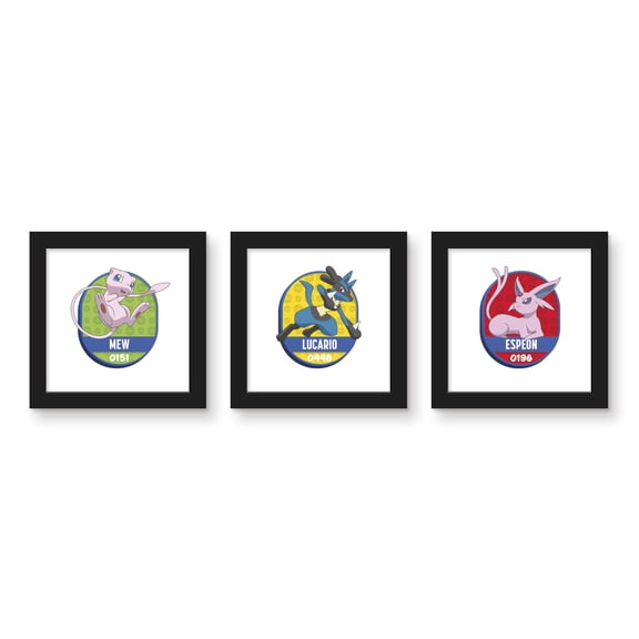 Gallery Pops® Pokémon All-Time Favorites Collection 6 (3-Pack), Black Framed Version, 12" x 12"