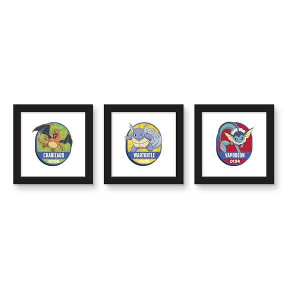 Gallery Pops® Pokémon All-Time Favorites Collection 7 (3-Pack), Black Framed Version, 12" x 12"