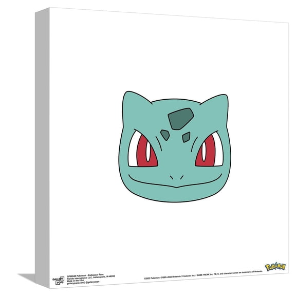 Gallery Pops Pokmon - Bulbasaur Face Canvas Wall Art, Unframed Version, 12" x 12"