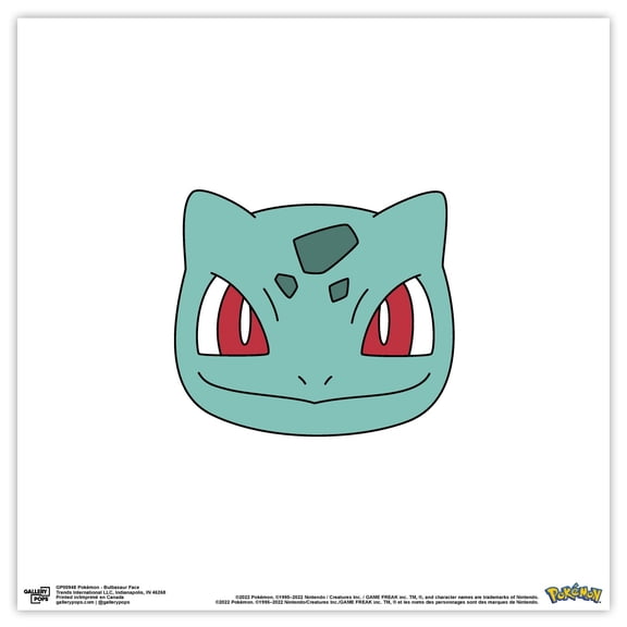 Gallery Pops Pokemon - Bulbasaur Face Wall Art, Unframed Version, 12" x 12"