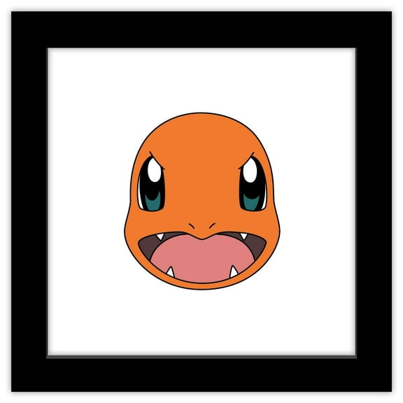 Gallery Pops Pokemon - Charmander Face Wall Art, Black Framed Version, 12" x 12"