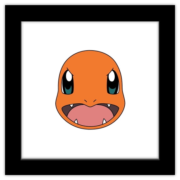 Gallery Pops Pokemon - Charmander Face Wall Art, Black Framed Version, 12" x 12"