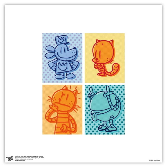 Gallery Pops Pokemon - Daily Sketch Bulbasaur, Charmander, Squirtle Wall Art, Black Framed Version, 12" x 12"